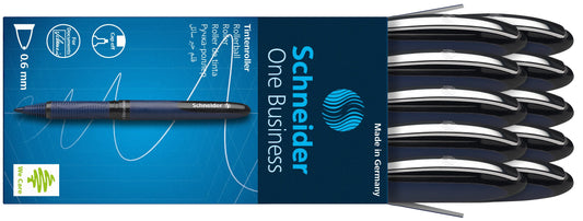 Schneider 183001 One Business Rollerball Pen (Document-proof with 0.6mm line width, Made in Germany) 10 pack, black