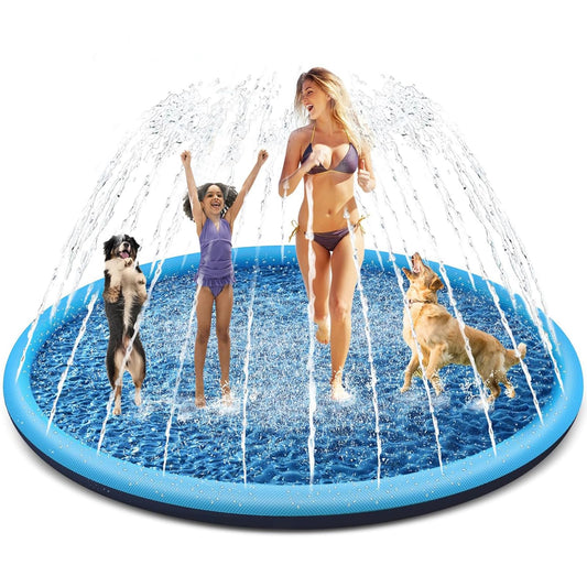 Tosekry Children's Sprinkler with Anti-slip Function, 200CM Water Toy Dog Pool, Outdoor Games, Splash Pad (Blue-200cm)