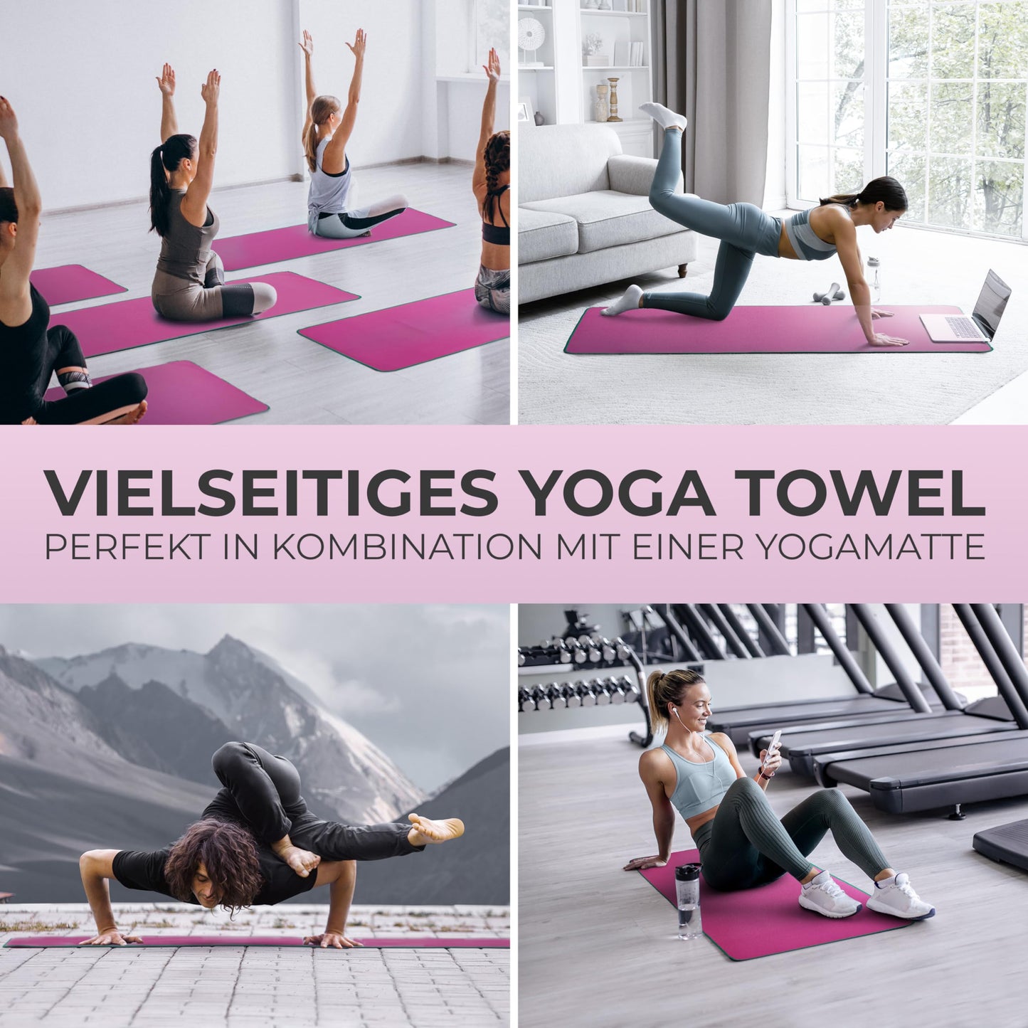 NirvanaShape Yoga Towel non-slip | Hot Yoga Towel with anti-slip nubs | hygienic yoga towel cover for yoga mat [185 x 63 cm]