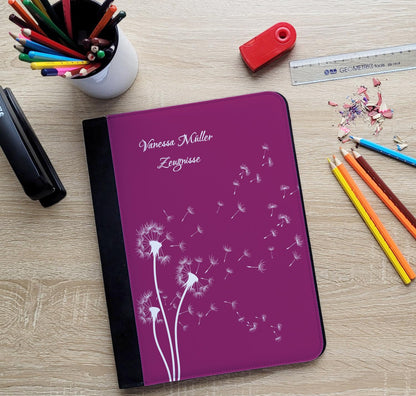 CreaDesign customizes A4 certificate folder for kids 26.7x32.7x1 cm, display book with 10 clear pockets, expandable up to 20 pockets, blackberry dandelion design, document holder for students