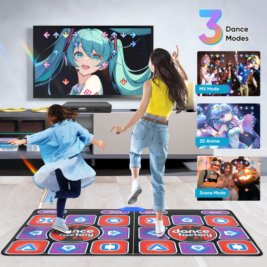 Aomdom Dance Mat for Kids and Adults, upgraded model, double music dance mat, non-slip and durable, with wireless receiver, wireless with 200 games and 100+ music (166 x 93 cm)