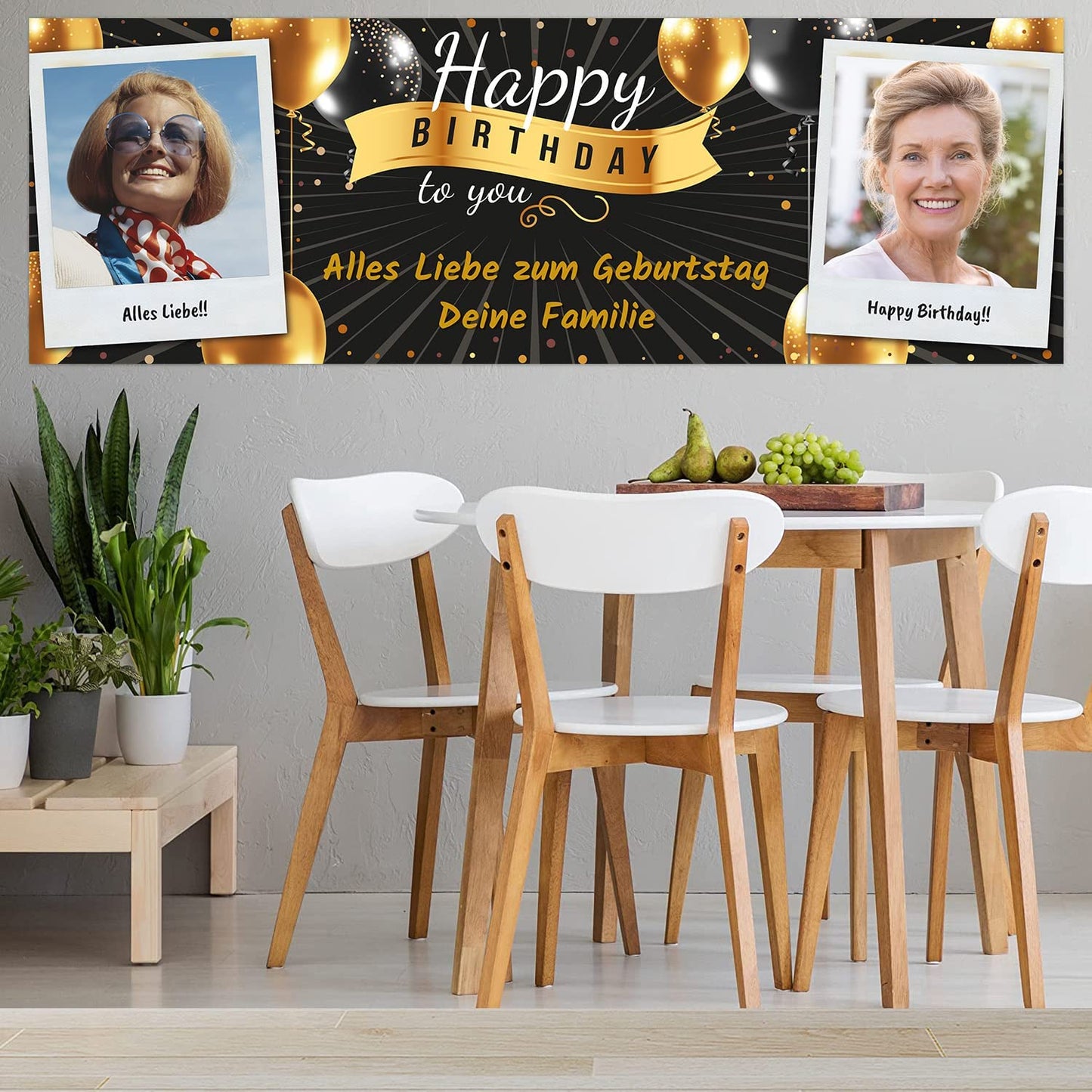 Birthday Banner - personalized with your texts & photos | XL size (Layout 2)
