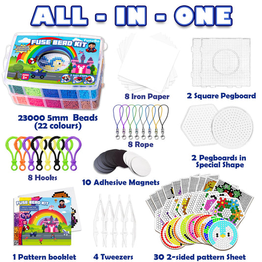 Iron Beads Set Iron Beads Large Pack XXL 23000PCS Beads with 106 Pattern Plates Crafting kit for children from 6 years & Adults & Craft Fans Gift for meditative relaxation & family time