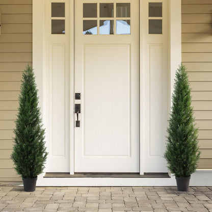 CROSOFMI Artificial Plants Large Cedar Tree 155 cm Fake Plants Realistic in Pot Plastic Fake Plant Outdoor Decoration (2 Pack)