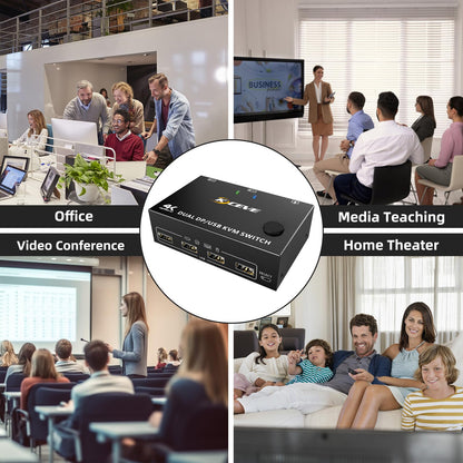 YOUTINGHDAV KVM Switch 2 PC 2 Monitors Displayport 1.4, USB KVM Switch Dual Monitor Displayport 4K@144Hz for sharing 2 PC, 4 USB devices keyboard, mouse, with Wired Remote and cables.