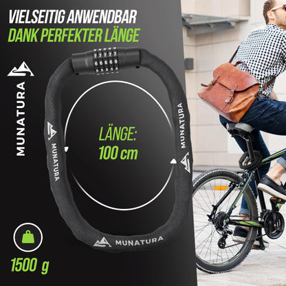 MUNATURA Bike Lock Combination Lock [100cm] - High Security Bike Lock - Bicycle Combination Lock - Bike Lock also perfect as E-Bike Lock
