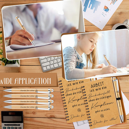 Sinmoe 12 piece thank you gift for colleague teacher employee party favor farewell gift team inspirational A6 notebook thank you for everything pen (WORK is like a bank robbery)
