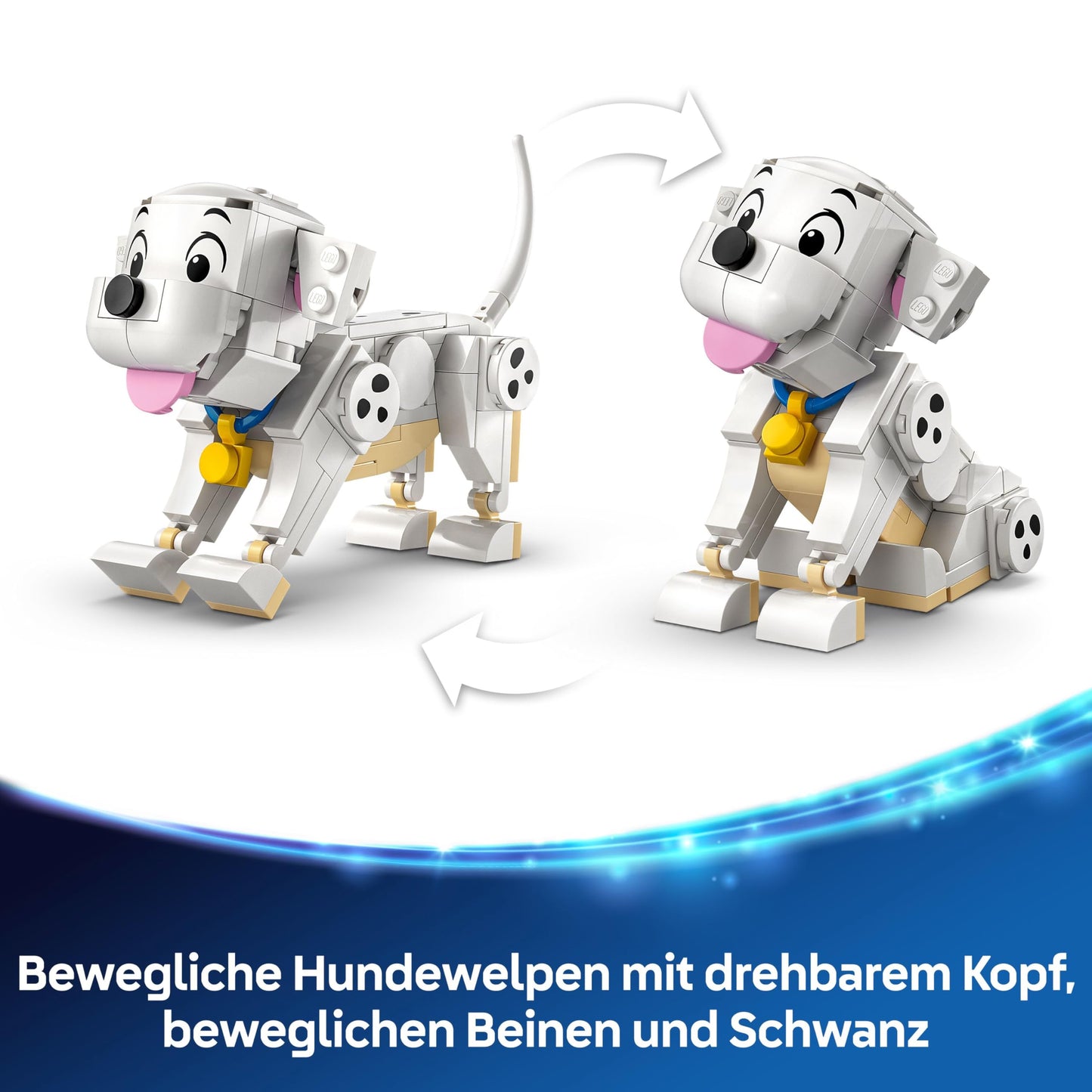 LEGO | Disney Lucky & Penny 101 Dalmatians - Puppies Playset - Animal figures with movable heads, legs & tails - Bones & TV - Gift for girls aged 6+ - 43271