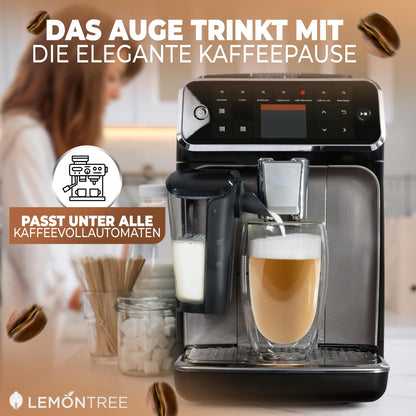 Lemontree 4-piece set of large Latte Macchiato glasses 450ml - double-walled glasses, design coffee cups, tea glasses heat-resistant, cappuccino cups made of borosilicate glass.
