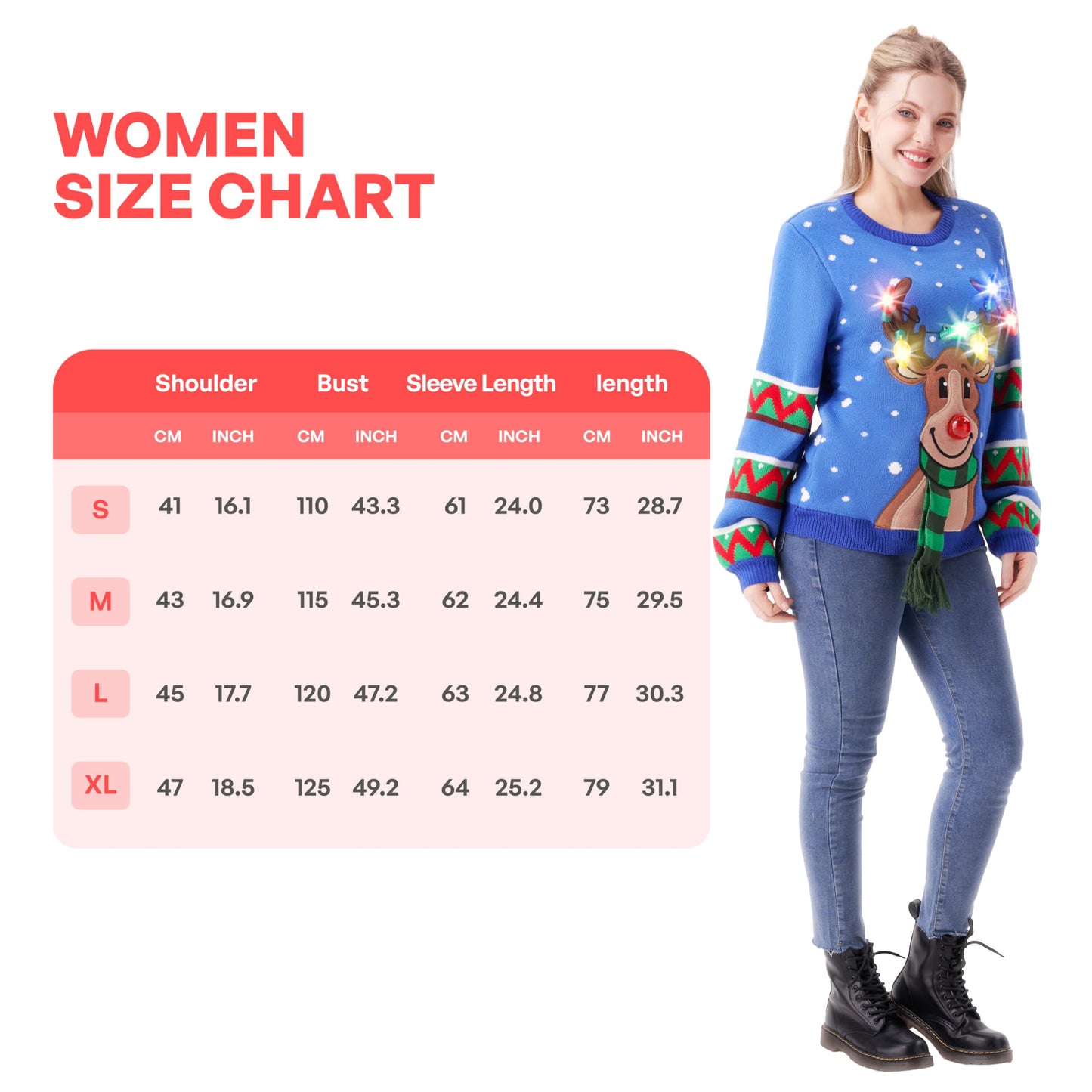 JOYIN Women's LED Light Up Get Lit Christmas Tree Ugly Christmas Sweater with Built-in Bulbs (large, black)