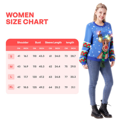 JOYIN Women's LED Light Up Get Lit Christmas Tree Ugly Christmas Sweater with Built-in Bulbs (large, black)