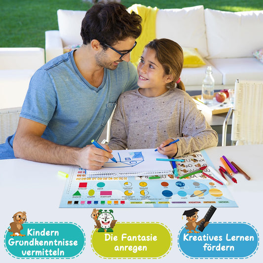 Desk pad for children, double sided world map desk pad waterproof made of durable, wipeable painting pad for children/girls (60x40 cm)