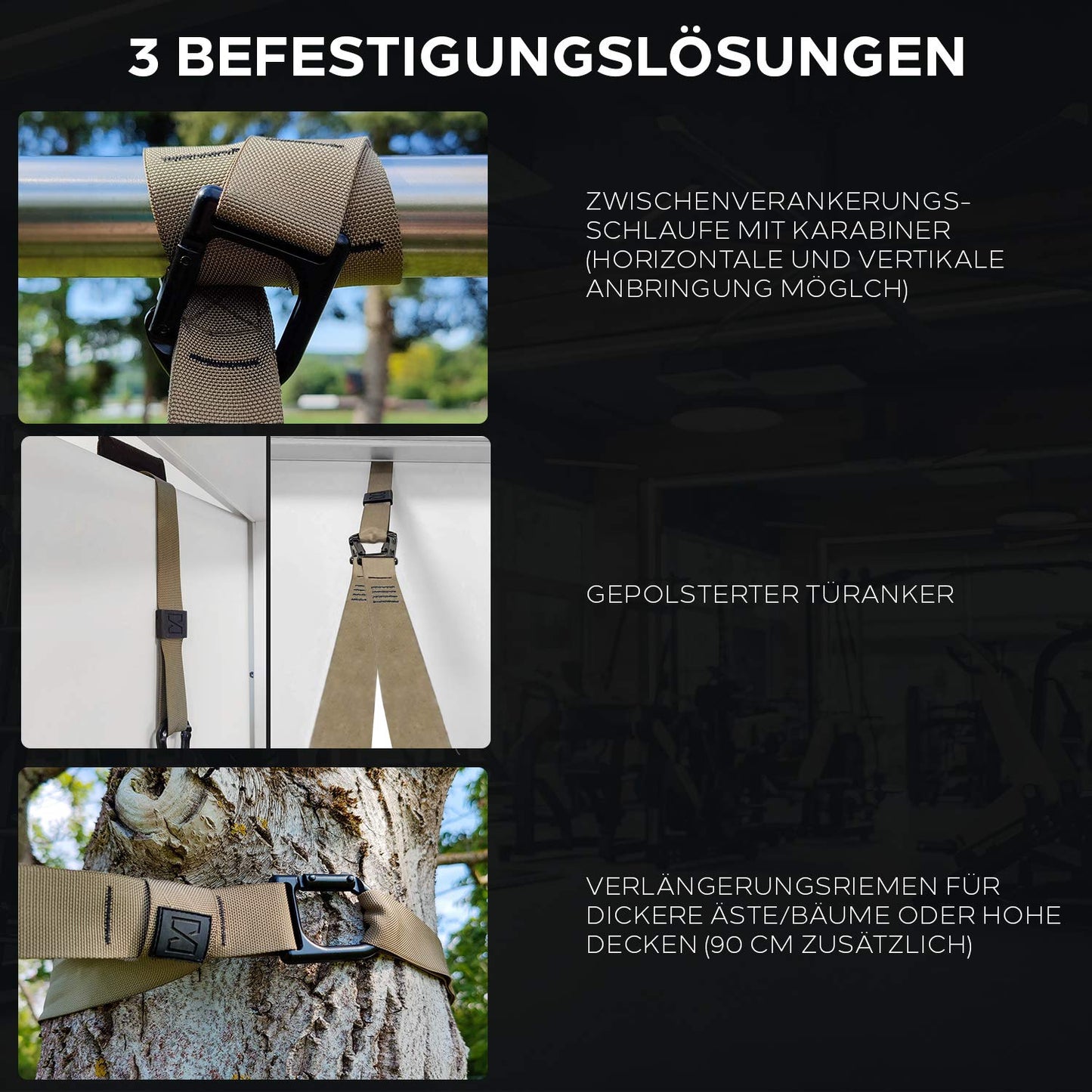 Infinitsports - Elite suspension trainer set with 3 anchoring solutions (including door anchor), premium sling trainer/suspension trainer for home and on the go.