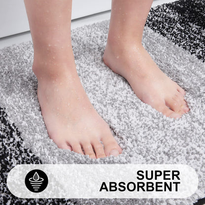 Homaxy Soft Bathroom Rug 60x120 cm, non-slip washable Bath Mat Fluffy High Pile Bath Rug Microfiber Absorbent Bathmat Shower Mat (Black)