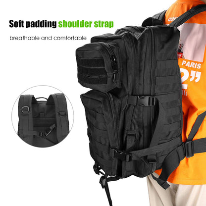 ProCase 40L Military Tactical Backpack, Large Capacity 3 Day Army Assault Pack Bag Go Bag Backpack for Hiking, Hunting, Trekking, Camping, and other outdoor activities - Black