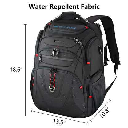 KROSER Laptop Backpack 17.3 Inch Business Travel Backpack Carry-On Waterproof with Hard Shell Security Compartment Charging Port RFID Pocket for Men/Women/College/School - Black MEHRWEG