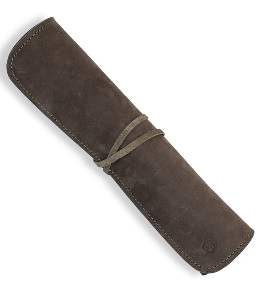 Angus Stoke Knife Bag Chef Knife - Premium Leather Chef Knife Roll Large - Knife Bag Chefs - Chef Bag Noah (Olive Green)