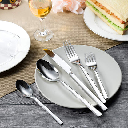 WUJO cutlery set, stainless steel silverware, 30-piece set including knives, forks, spoons, cake forks, tea/coffee spoons. Cutlery for 6 people, mirror polished, dishwasher safe.