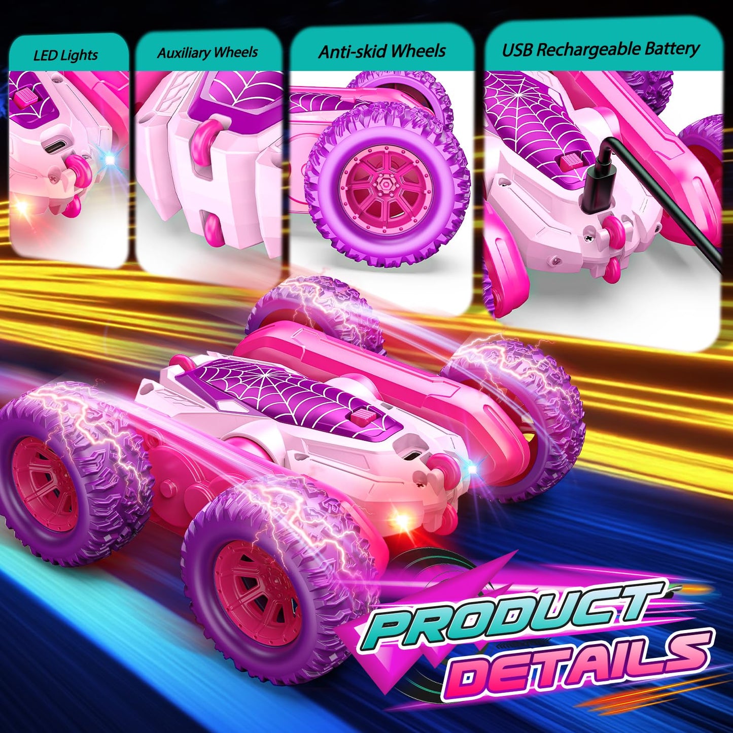 Dreamlandia Gift for Girls 3-10 Years, 2.4Ghz 4WD Remote Control Car for 3-8 Years, Outdoor Toy Easter Gifts for Kids & Girls