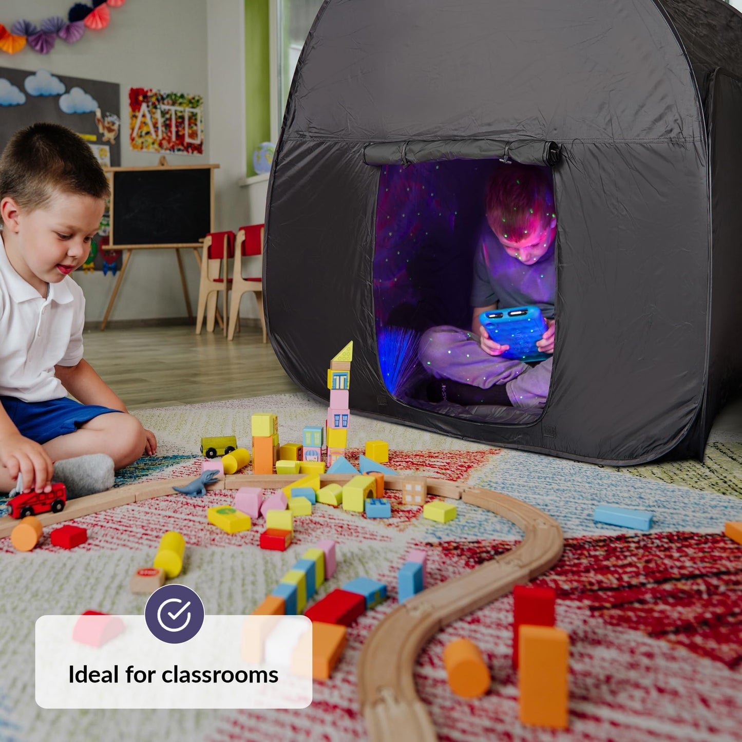 Sensory tent for children to play and relax| Aid for autism, SPD, anxiety, lack of concentration| Dark pop-up cave for autistic children| for home or school| Double