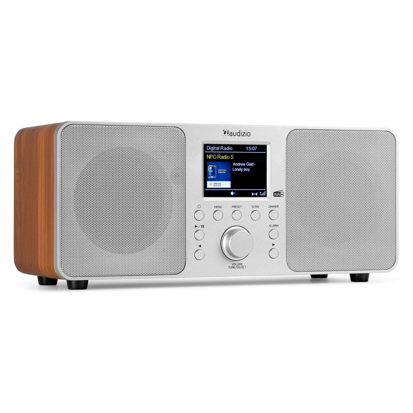 Audizio Genoa DAB radio with Bluetooth - stereo DAB Plus radio with remote control, 60 memory slots, auto scan, line-out, USB, ideal for home and on the go, easy operation - silver.