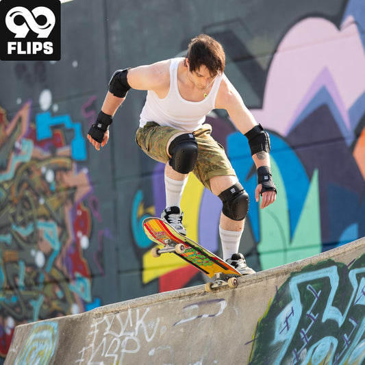 99FLIPS Adult Inline Skating Guards with GS [6 piece set] DIVE - M in Black - Women's Inline Skating Guards Adult - Knee Guards for Children 12 years old protectors Skateboard