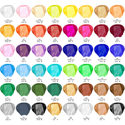 Artecho Acrylic Paint Set 48x59 ml, Waterproof and Lightfast, Quick Drying, perfect for Canvas, Paper, and Fabrics.