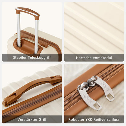 COOLIFE suitcase trolley made of ABS hard shell, with 4 wheels and TSA lock. The suitcase includes 1 travel bag and 1 toiletry bag.