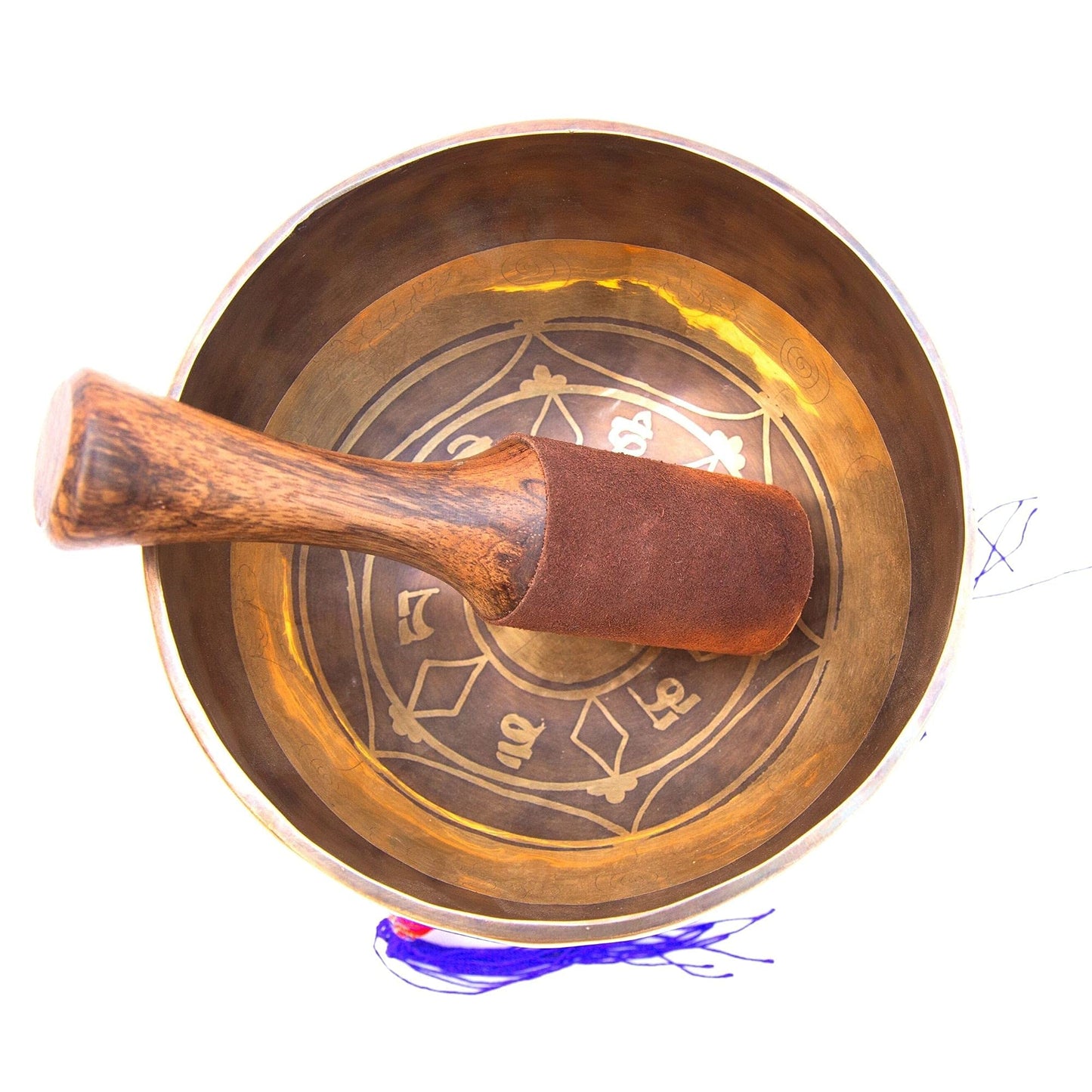 Large Tibetan singing bowl set - easy to play - Mantra design - Mindfulness meditation - Healing sound gift from Himalayan Bazaar