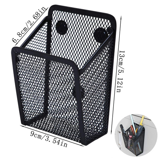 Magnetic storage basket Magnetic desk organizer Metal mesh storage basket Magnets storage box Office supplies mesh pen holder For locker accessories Whiteboard refrigerator 2 pieces