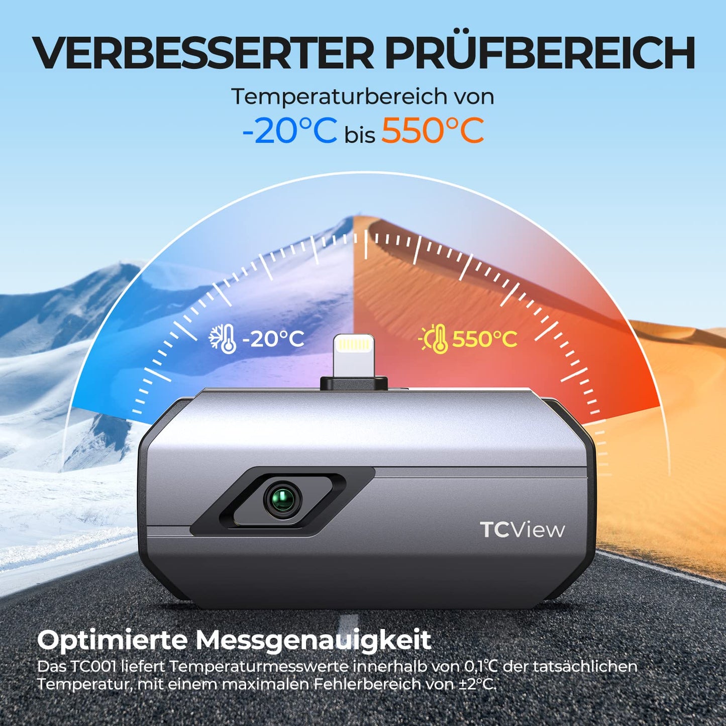 TOPDON TC002 thermal imaging camera for iOS, 512x384 super resolution, 40mK thermal sensitivity, -20℃ to 550℃, 3 temperature measurements & 11 color palettes, 256x192 IR resolution thermal cameras for iPhone & iPad