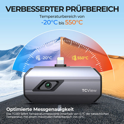 TOPDON TC002 thermal imaging camera for iOS, 512x384 super resolution, 40mK thermal sensitivity, -20℃ to 550℃, 3 temperature measurements & 11 color palettes, 256x192 IR resolution thermal cameras for iPhone & iPad