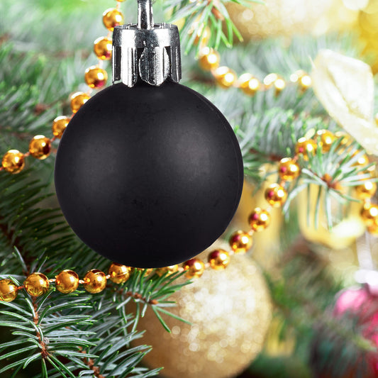 Relaxdays Christmas baubles, 100-piece set, Christmas decoration, matte, shiny, glittering, tree ornament ∅ 3, 4 & 6 cm, black