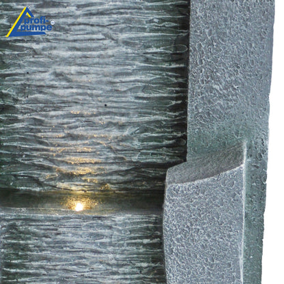AMUR 3-tier STONE CASCADE garden fountain with LED light 230V waterfall water feature for garden, pond, patio, pond, balcony Very decorative