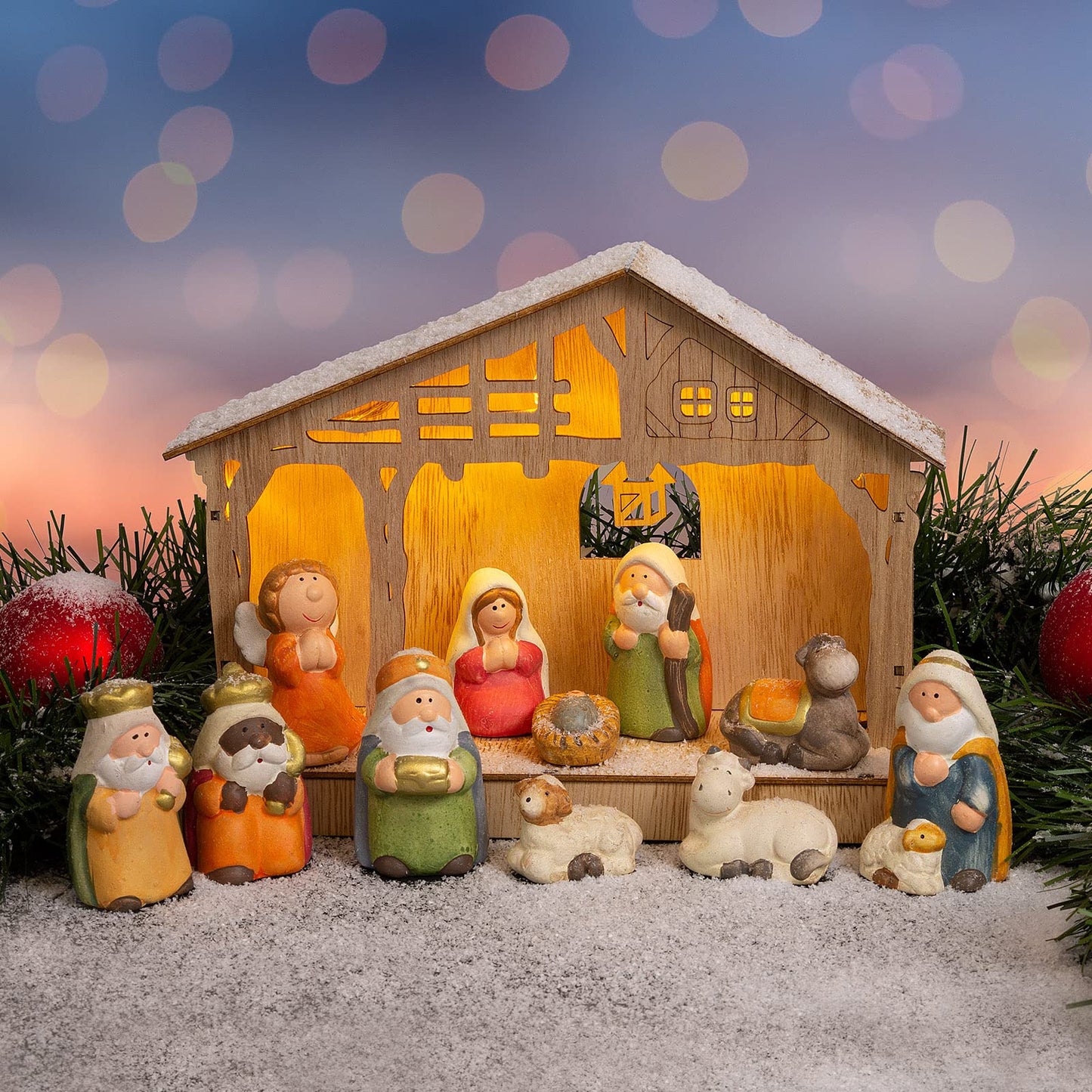 ARTECSIS 11-piece nativity set / 7.5cm size / Christmas crib / Ceramic Christmas figures / Ceramic figures for nativity scene from the Christmas story