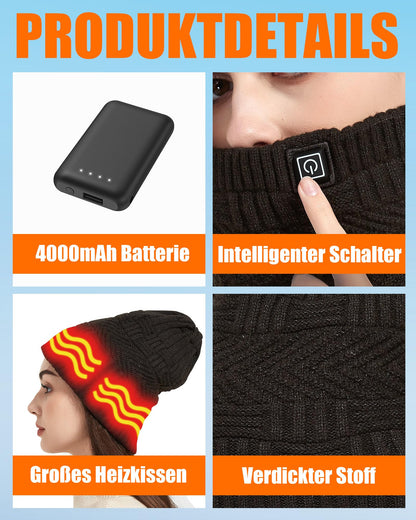 CYCYHEAT Heated Hat - Neck Warmer Heated Scarf & Heated Hat for Men and Women with 4000mAh Battery, 3 Heat Settings.
