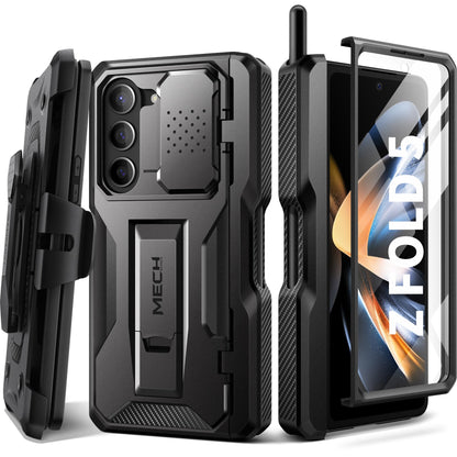 Tongate case for Galaxy Z Fold 5, with new S Pen holder & display protection & kickstand, full-body rugged hinge protection with belt clip camera cover for Samsung Galaxy Z Fold 5 case, black