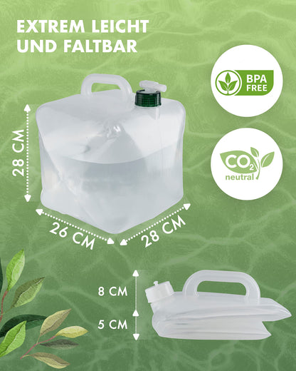 NATURE WANDERER Foldable water canister [4-pack 10L] leak-proof & durable – BPA-free collapsible canister for camping, outdoor & emergency – water container with drinking spout & handle