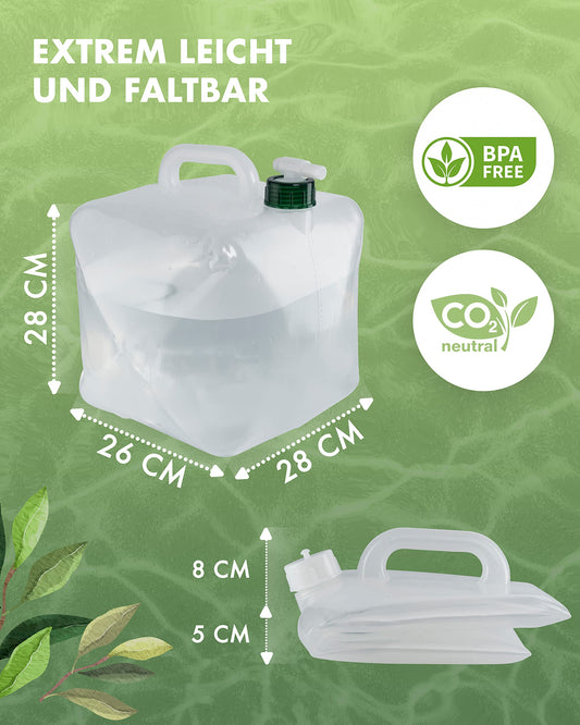 NATURE WANDERER Foldable water canister [4-pack 10L] leak-proof & durable – BPA-free collapsible canister for camping, outdoor & emergency – water container with drinking spout & handle