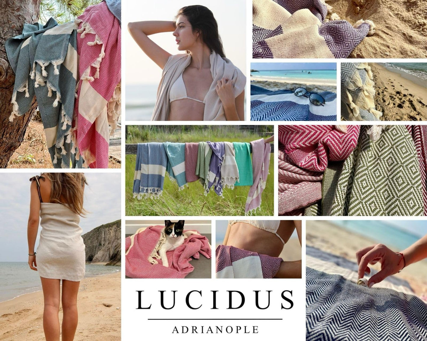 LUCIDUS Beach towel - 100% Turkish cotton, quick drying & sand-free, 100x200 cm bath towel hammam towel for women & men - lightweight & ideal for travel, bath, yoga, camping (moon gray diamond)