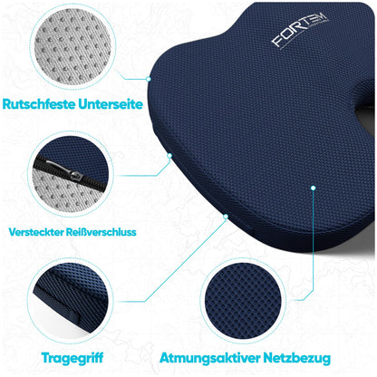 FORTEM Seat Cushion, Chair Pad, Office Chair Cushion, Memory Foam Desk Chair Pillow, Non-Slip Seat Cushion for Gaming, Car Seat Cushion, Computer Chair Cushion, Washable Cover