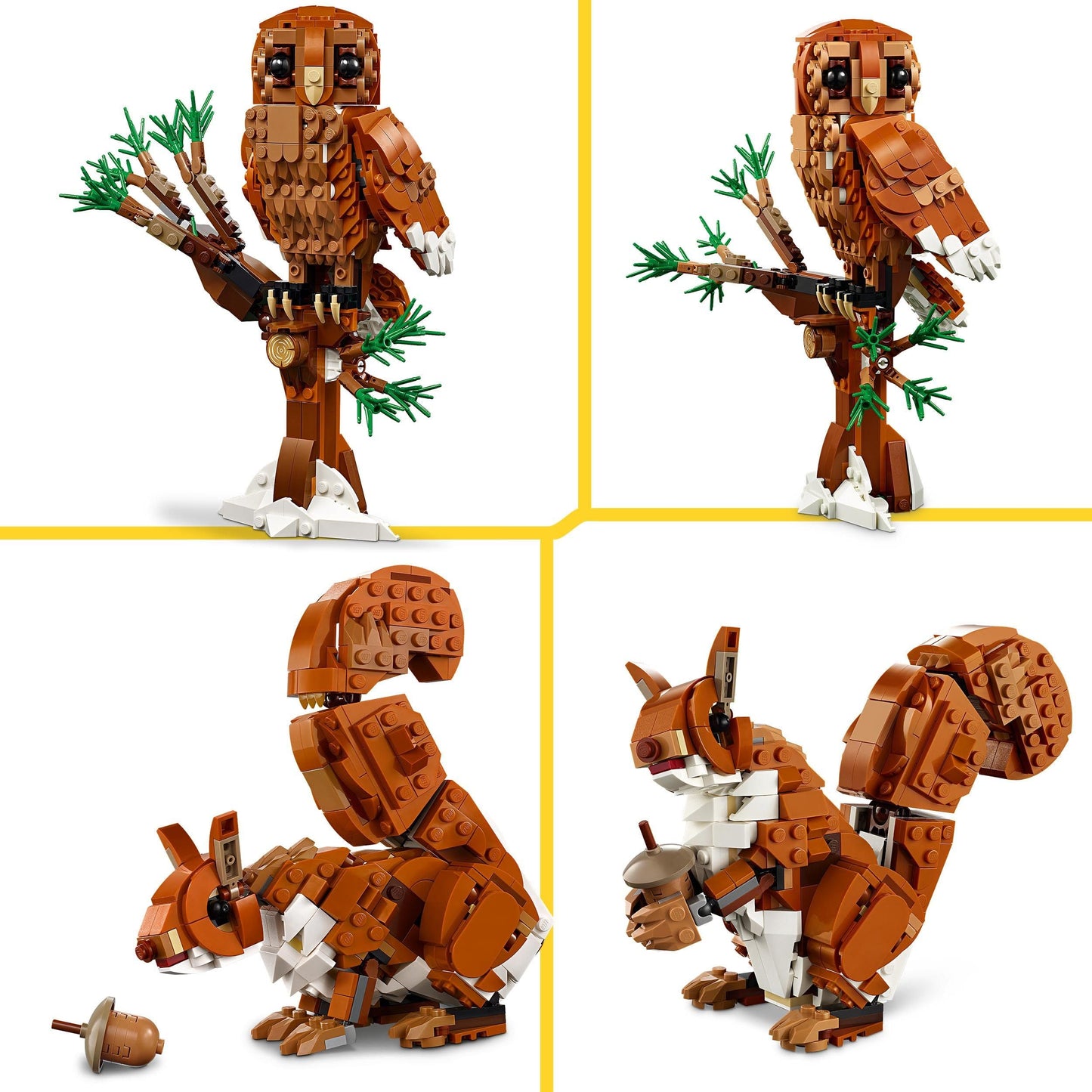 LEGO Creator Forest Animals: Red Fox, animal set with fox, owl, and squirrel toy, forest animal figures for playing and displaying, creative gift for boys and girls ages 9 and up 31154