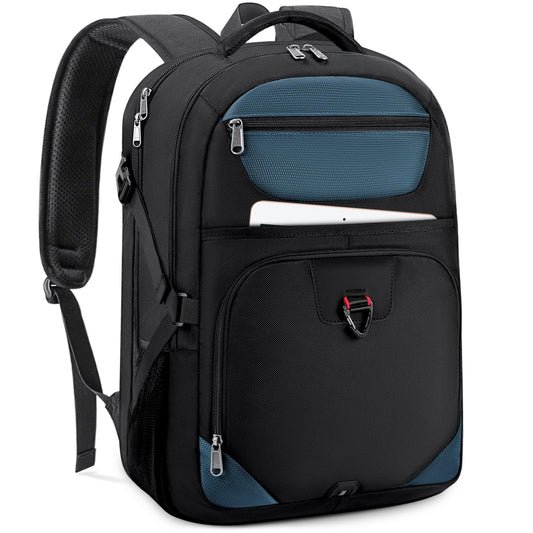 IGOLUMON backpack for men work large laptop backpack 17 inch with USB charging port waterproof school backpack boys teenagers multifunctional business notebook backpack women Blue