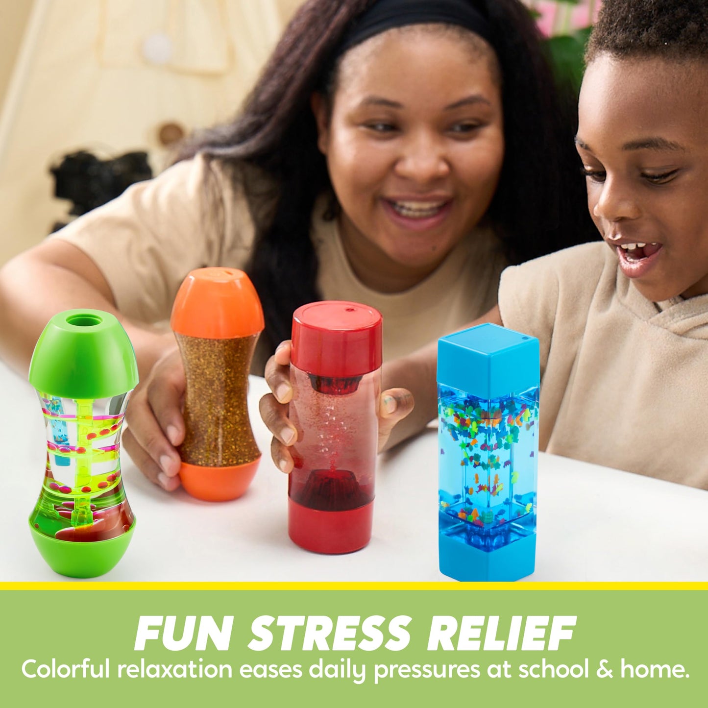 JOYIN 4-Piece Liquid Motion Bubbler Timer, Intellectual Decompression Sensory Toy, Squeeze Toy, Kids Emotional Learning Aid, Stress Relief Toy 3+, Gift for Children