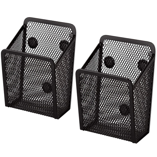 Magnetic storage basket Magnetic desk organizer Metal mesh storage basket Magnets storage box Office supplies mesh pen holder For locker accessories Whiteboard refrigerator 2 pieces