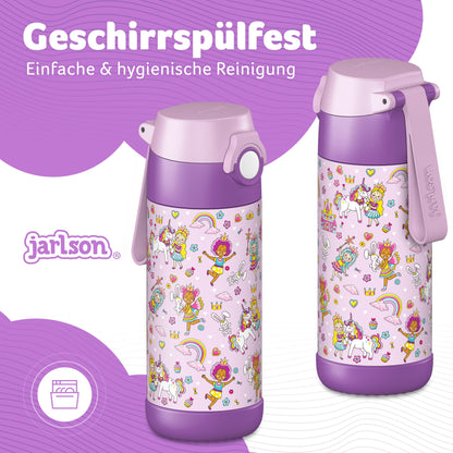 Jarlson® Kids Water Bottle - Stainless Steel Thermo Bottle - BPA free - Leak-proof - Kids Bottle with Chug Lid - Bottle for School, Kindergarten - 350ml (Princess, 350 ml)