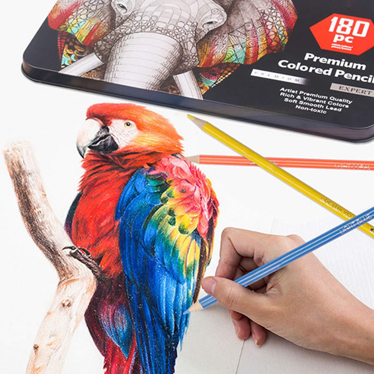 Atyhao 180pcs Colored Pencils with Metal Case for Artists Drawing Sketching Crafting Coloring Books Class Kids Students Gift Pencils
