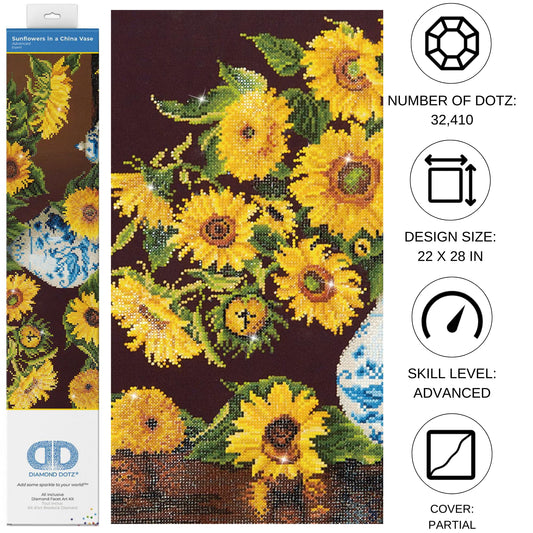 Diamond Dotz Sunflowers in a china vase DD13.006