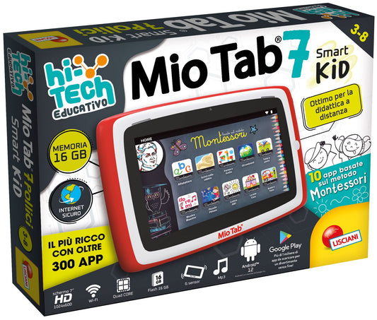 Liscianigiochi LISCIANI-Mio Tab 7 inch Smart Kid 2022, children aged 6-12, 16 GB memory, autonomous, sensory skills, hand-eye coordination, multicolor, 97012