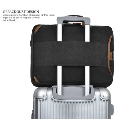 CoolBELL 17.3 inch Convertible Laptop Bag/Rucksack Messenger Bag Canvas Shoulder Bag Business Backpack Work Briefcase Multi-purpose Office Bag Notebook Bag for Laptop/Macbook/Men (Black)